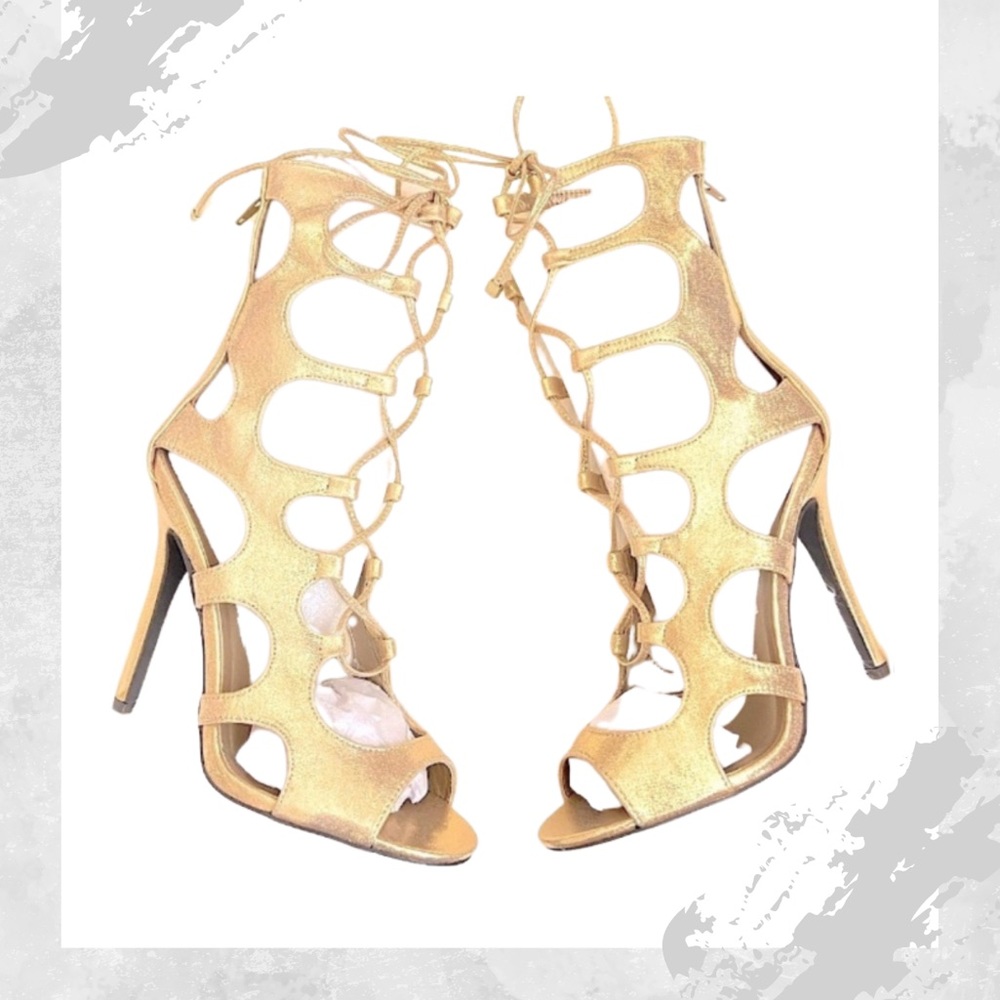 #247 Super Sexy Cutee Gold Gladiator Heels